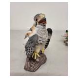Set of 3 Porcelain Bird Figurines Boehm Sparrow Hawk and Floral Perched Birds