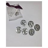 Set of 6 Angel Tokens and 1 Pewter Acorn Charm