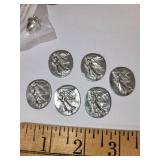 Set of 6 Angel Tokens and 1 Pewter Acorn Charm