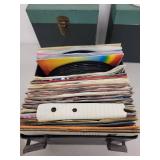 Collection of Vintage 45 RPM Records with Storage Cases and Index Cards