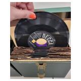 Collection of Vintage 45 RPM Records with Storage Cases and Index Cards