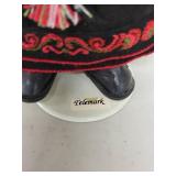 Porcelain Doll in Norwegian Telemark Folk Costume with Stand