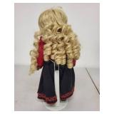 Porcelain Doll in Norwegian Telemark Folk Costume with Stand