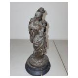 Vintage Metal Couple Statue on Wooden Base, 11 Inch Tall