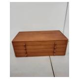 Wooden Art Supply Chest with Assorted Drawing Tools and Pastels