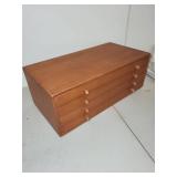 Wooden Art Supply Chest with Assorted Drawing Tools and Pastels