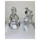 Set of 2 Glass Holiday Figurines Snowman and Angel