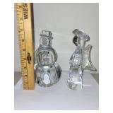 Set of 2 Glass Holiday Figurines Snowman and Angel