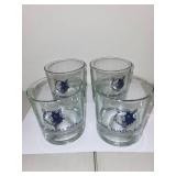 Set of 4 Wolves Logo Whiskey Glasses One Hungry Pack