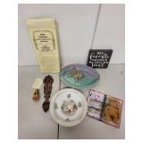 Decorative Collectibles Lot with TY Germania Bear and Porcelain Plate