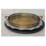 Set of 3 Vintage Metal Serving Trays with Ornate Designs