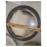 Set of 3 Vintage Metal Serving Trays with Ornate Designs