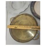 Set of 3 Vintage Metal Serving Trays with Ornate Designs