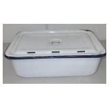 Vintage White Enamelware Loaf Pan with Lid
