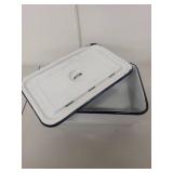 Vintage White Enamelware Loaf Pan with Lid
