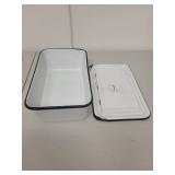 Vintage White Enamelware Loaf Pan with Lid