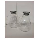 Set of 2 Glass Pitchers with Stainless Steel Lids