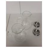 Set of 2 Glass Pitchers with Stainless Steel Lids