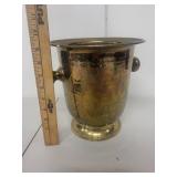 Vintage Brass Hammered Champagne Ice Bucket with Side Handles