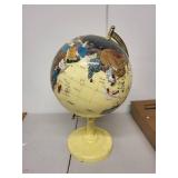 Vintage World Globe on Yellow Metal Stand