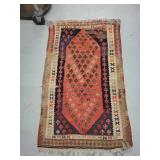 Vintage Handwoven Kilim Rug 49x32 Inch Geometric Pattern