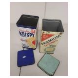 Set of 2 Vintage Sunshine Krispy and Nabisco Premium Saltines Cracker Tins