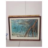 Framed Don Ray Signed Fish Artwork Print 39x28 Inches