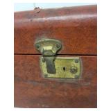 Vintage Brown Suitcase with Brass Hardware and Fabric Lining
