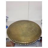 Large Engraved Brass Charger Tray with Middle Eastern Motif, 35 Inches