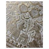 Large Engraved Brass Charger Tray with Middle Eastern Motif, 35 Inches