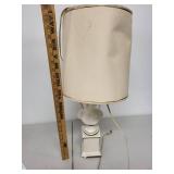 Vintage Table Lamp with Bust Sculpture Base and Fabric Shade