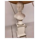 Vintage Table Lamp with Bust Sculpture Base and Fabric Shade
