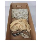 Vintage Costume Set with Sequin Shawl, Fabric, and Embellished Headpiece