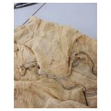 Vintage Costume Set with Sequin Shawl, Fabric, and Embellished Headpiece