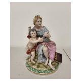 Maruyama Occupied Japan Porcelain Figurine of Woman and Cherub