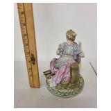 Maruyama Occupied Japan Porcelain Figurine of Woman and Cherub