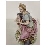 Maruyama Occupied Japan Porcelain Figurine of Woman and Cherub