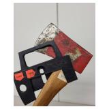 Lot of 2 Camping Hatchets with Wood Handles