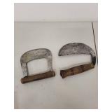 Set of 2 Vintage Ulu and Mezzaluna Choppers with Wooden Handles