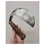 Set of 2 Vintage Ulu and Mezzaluna Choppers with Wooden Handles