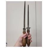 Vintage Butcher Knife Set with Steel Sharpeners, Cleaver and Meat Saw