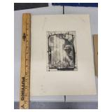 Collection of 5 Vintage Abstract Art Prints and Illustrated Artist