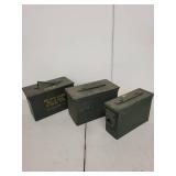 Set of 3 Military-Style Metal Ammo Storage Cans