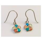 Sterling Silver Floral Design Opal Variety Earrings