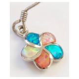 Sterling Silver Floral Design Opal Variety Earrings