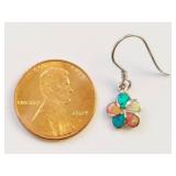 Sterling Silver Floral Design Opal Variety Earrings