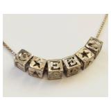 Sterling Silver Chain with 14K Gold Box Charms