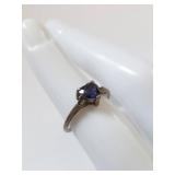 Vintage Heart-Shaped Ring with Blue Stone