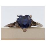 Vintage Heart-Shaped Ring with Blue Stone