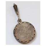 Ornate Sterling Cloisonne Round Pendant with Purple Stones